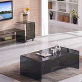 Contemporary Rectangle Glass Coffee Table with Sled Base Cocktail Table