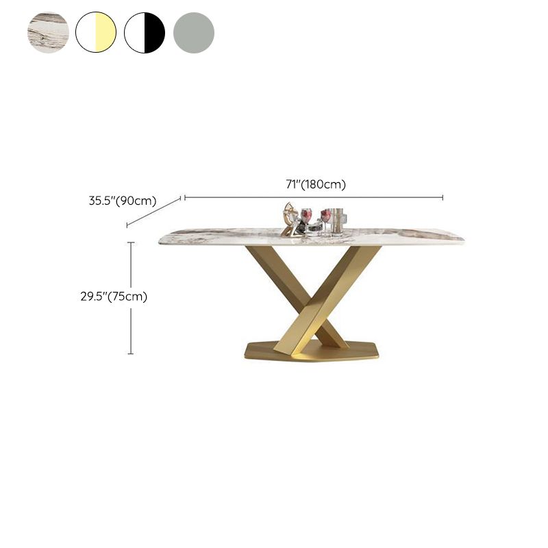 Glam Rectangle Dining Table Sintered Stone Table with Metal Leg for Home Clearhalo 'Dining Tables & Seating' 'Dining Tables' 'dining_table' 'furn' 'furn_dining_table' 'Furniture' 'Kitchen & Dining Furniture' 1200x1200_21394789-950a-4fc4-935e-99fe9ffc44f0