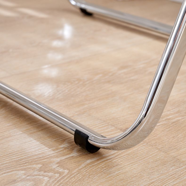 Acrylfaltbares Esstisch für 2 Person mit Silberstahlbasis