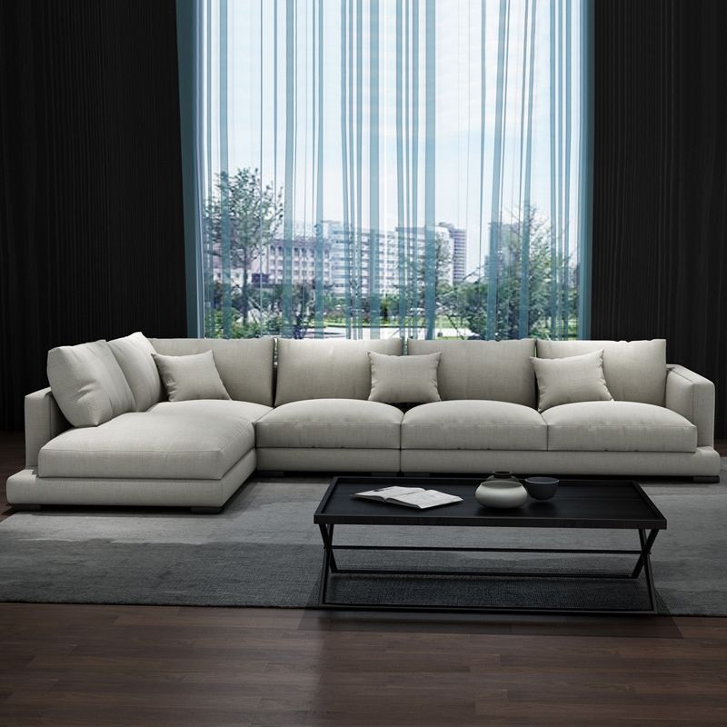 Square Arm Sectional for Living Room with Pillowed Back Cushions Clearhalo 'furn' 'furn_sectionals' 'Furniture' 'furniture_sectionals' 'Living Room Furniture' 'Sectionals' 1200x1200_213a7636-e47f-4073-9474-dba1035cbd5d