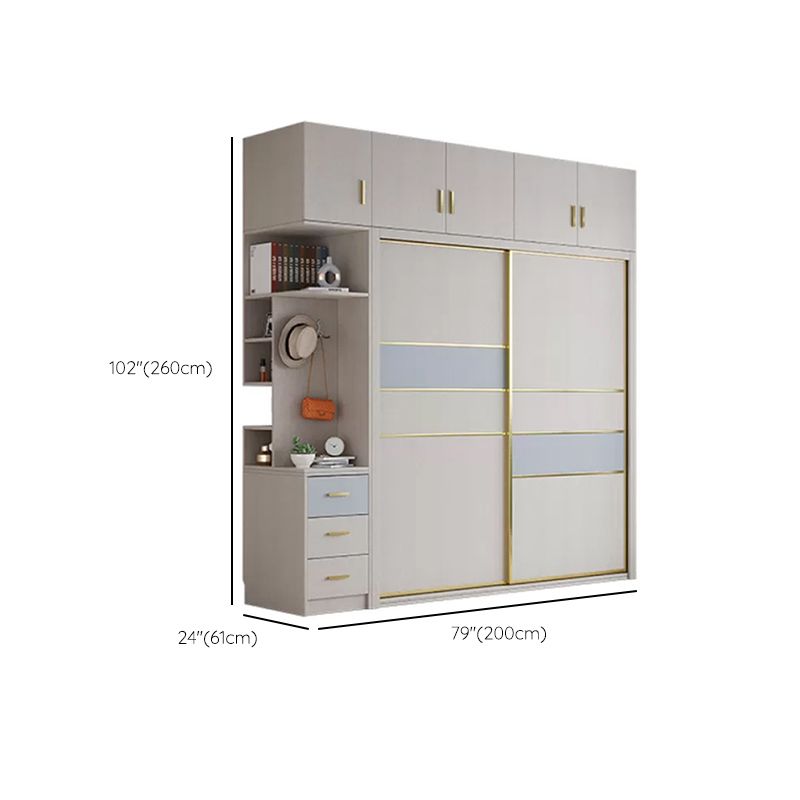 Sliding Wardrobe Closet with Shelves Contemporary Wardrobe Cabinet Clearhalo 'Armoires & Wardrobes' 'armoires_wardrobes' 'Bedroom Furniture' 'furn' 'furn_armoires_wardrobes' 'Furniture' 1200x1200_213ae674-454d-4b02-9e71-e0fdf094b7ea