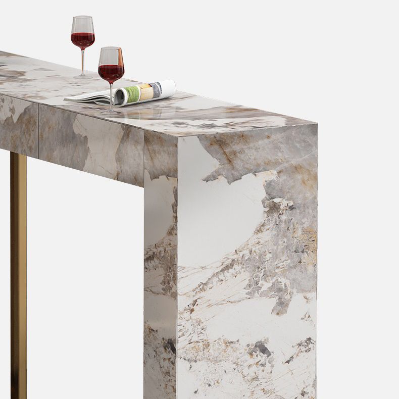 Nordic Glam Rectangle Bar Counter Table Sintered Stone Dining Table for Kitchen Clearhalo 'Bar Furniture' 'Bar Tables' 'bar_tables' 'furn' 'furn_bar_tables' 'Furniture' 'furniture_bar_tables' 'Kitchen & Dining Furniture' 1200x1200_213b02bb-f2fb-478f-8834-f9dfbed678bc