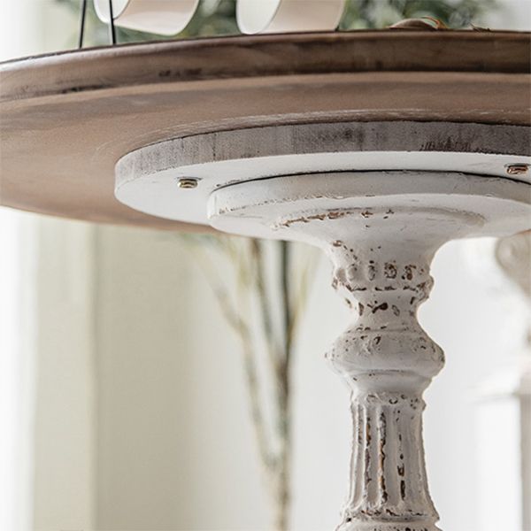 Mesa de cóctel envejecida de estilo francés, mesa de centro con pedestal de madera para el hogar
