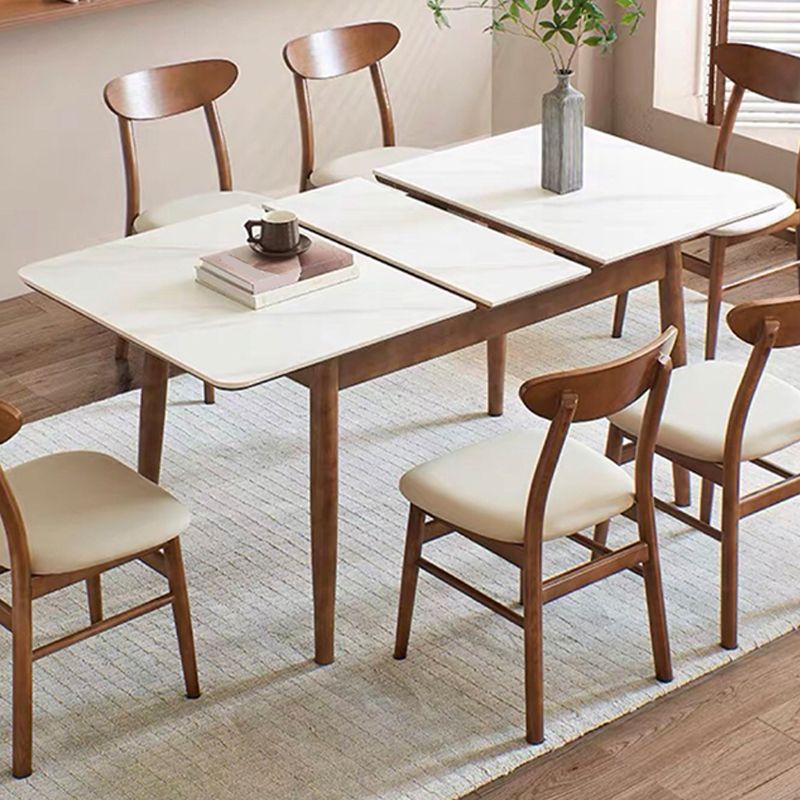 Modern Rectangle Dining Room Table Sintered Stone Extendable Kitchen Desk