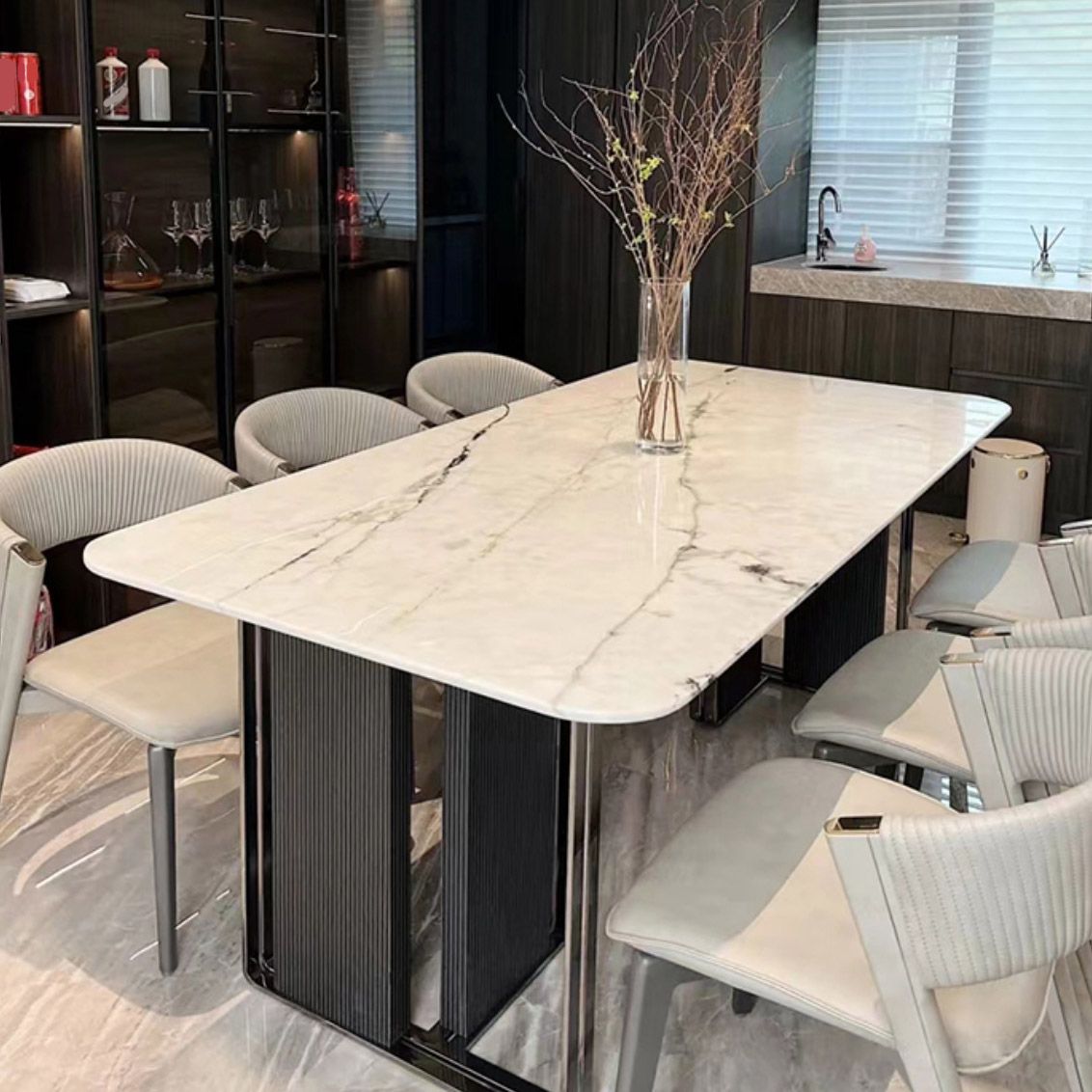 Rectangle Dinner Room Kitchen Table Contemporary Dining Table Clearhalo 'Dining Tables & Seating' 'Dining Tables' 'dining_table' 'furn' 'furn_dining_table' 'Furniture' 'Kitchen & Dining Furniture' 1200x1200_214003fa-34ca-4e0a-aa27-2169d2a8069f