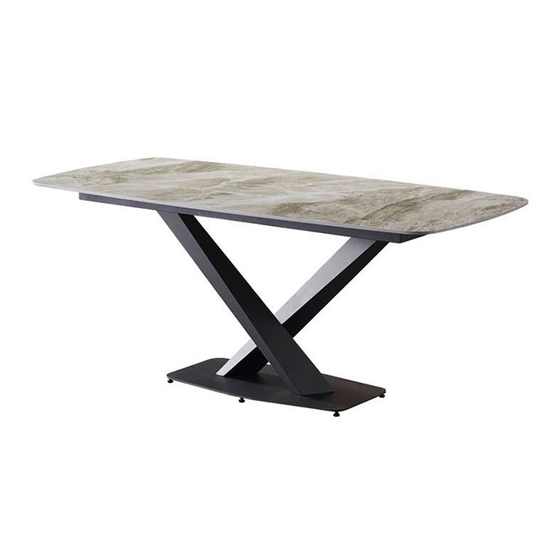 Modern Dinette Set with Solid Back Chairs 1/4/5/6/7 Pcs Gray Stone Dining Table Set