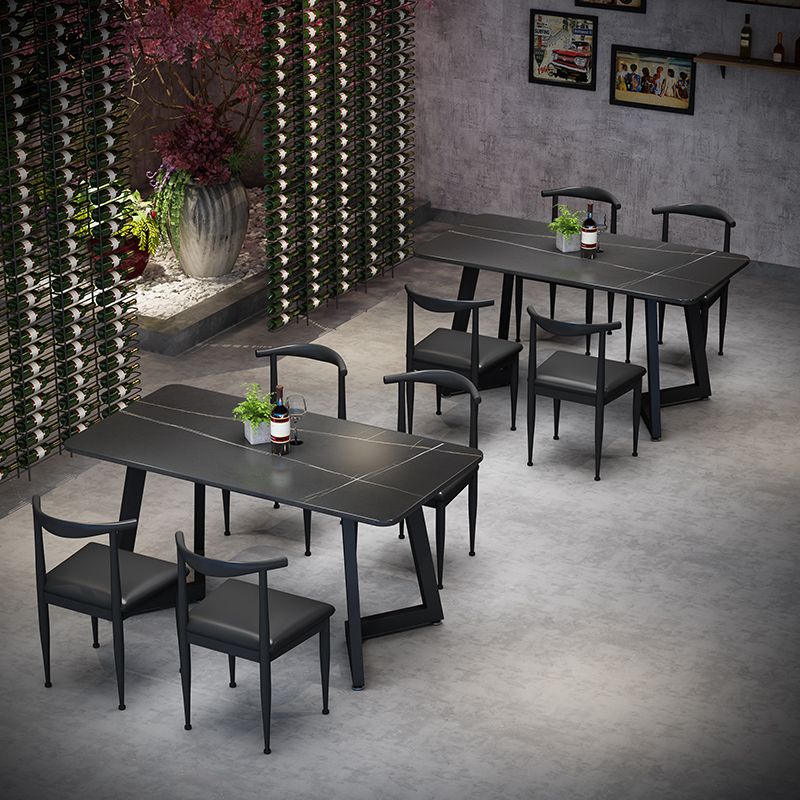 Industrial Style Dining Table Black Sintered Stone Dining Table with Metal Base Clearhalo ' dining_table' 'Dining Tables & Seating' 'Dining Tables' 'furn' 'furn_dining_table' 'Furniture' 'furniture_dining_table' 'Kitchen & Dining Furniture' 'kitchen&dining_furn' 'kitchen' 'kitchen_dining_table' 1200x1200_2141665e-00f6-4166-a1bd-85ae328780fb