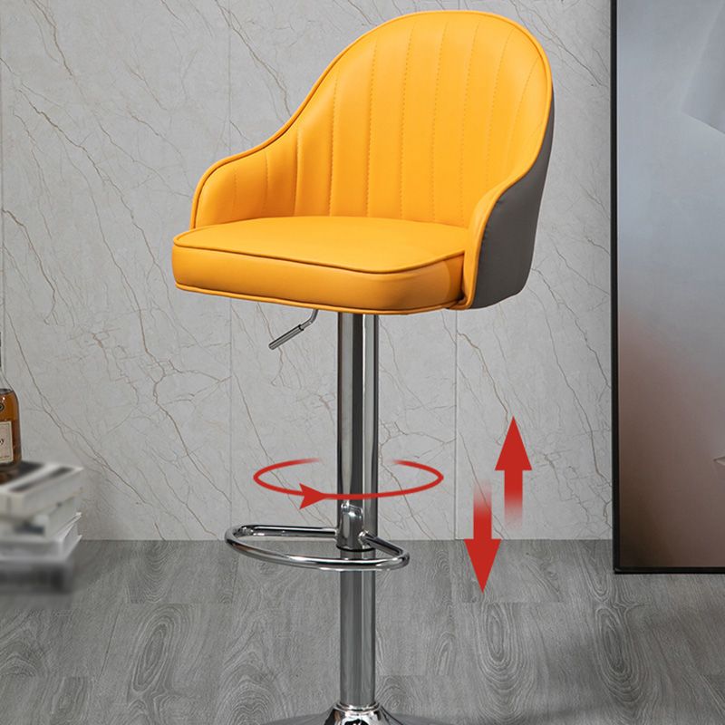 Industrial Style Bar-stool with Metal Pedestal Leather Seat for Kitchen Bar Clearhalo 'Bar Furniture' 'Bar Stools' 'bar_stools' 'furn' 'furn_bar_stools' 'furniture_bar_stools' 'Kitchen & Dining Furniture' 'kitchen&dining_furn' 'kitchen' 'kitchen_furn' Furniture' 1200x1200_2141c1be-ad70-4290-83a5-968b0a17ac44