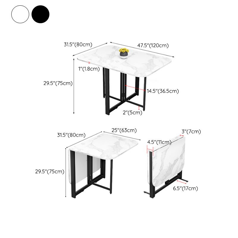 Modern Folding Dining Table Rectangle Wooden Top with Black Metal Base Clearhalo 'Dining Tables & Seating' 'Dining Tables' 'dining_table' 'furn' 'furn_dining_table' 'Furniture' 'Kitchen & Dining Furniture' 1200x1200_2141c40c-4e3c-484d-9cd2-41d4efe28b5c