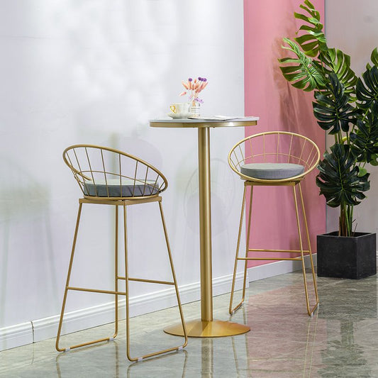 Glam White Faux Marble Pub Bar Table Indoor Iron Bar Dining Table with Single Pedestal Clearhalo 'Bar Furniture' 'Bar Tables' 'bar_tables' 'furn' 'furn_bar_tables' 'Furniture' 'furniture_bar_tables' 'Kitchen & Dining Furniture' 1200x1200_2141fd5d-4a13-4bc5-ac4f-a19593eb3901