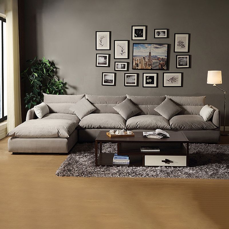 Canapé en forme de velours contemporain à gris carré