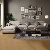 Braccio quadrato grigio chiaro divano a forma di l di velluto contemporaneo per soggiorno