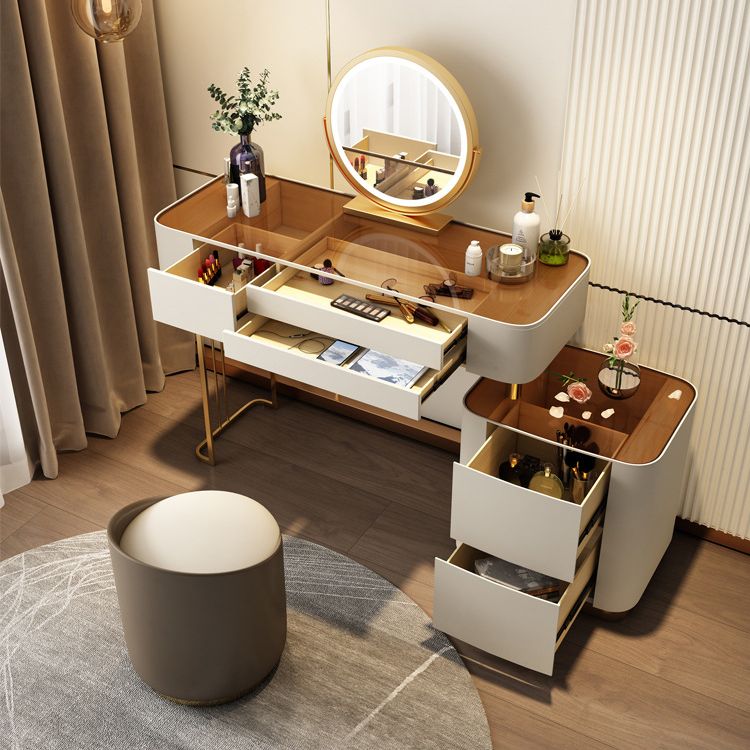 Tavoli da vanità contemporanei 5 cassetti vetro top -trucco da banco vanità