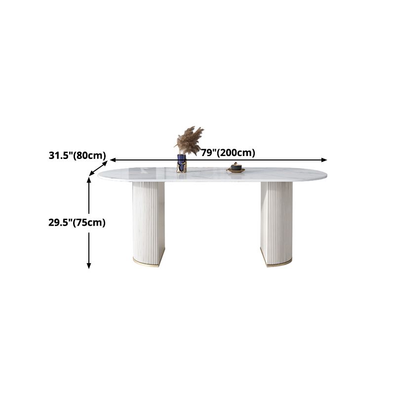 Sintered Stone Top Luxury White Table Table with Double Pedestal Base for Restaurant Clearhalo ' dining_table' 'Dining Tables & Seating' 'Dining Tables' 'furn' 'furn_dining_table' 'Furniture' 'furniture_dining_table' 'Kitchen & Dining Furniture' 'kitchen&dining_furn' 'kitchen' 'kitchen_dining_table' 1200x1200_21446d3a-7b97-4594-b30f-d6859d744e2b