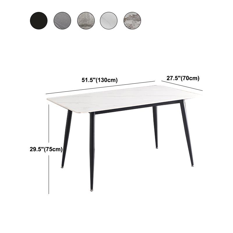 Glam Style Stone Dining Table 4 Black Legs Table Home Rectangle Dining Table Clearhalo 'Dining Tables & Seating' 'Dining Tables' 'dining_table' 'furn' 'furn_dining_table' 'Furniture' 'furniture_dining_table' 'Kitchen & Dining Furniture' 'kitchen' 'kitchen_dining_table' 1200x1200_2144c169-65c3-4583-a2a9-e1a607b48303