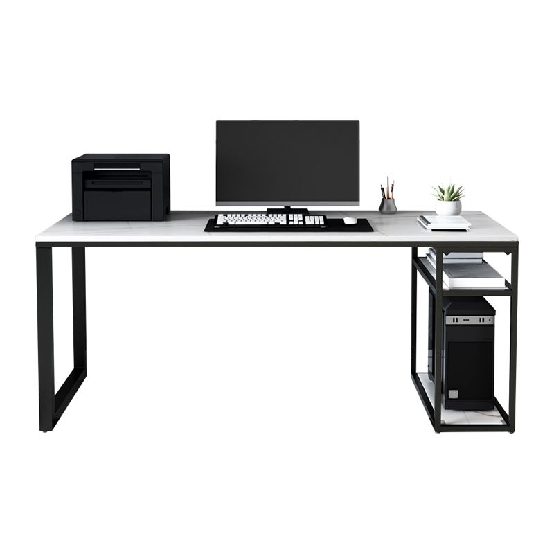 Contemporary Gaming Desk Antique Finish Computer Desk with Shelf Clearhalo 'furn' 'furn_office_desk' 'Furniture' 'Office Desks' 'Office Furniture' 'office_desk' 1200x1200_2146064f-718d-4885-86bd-cacd96ab3579