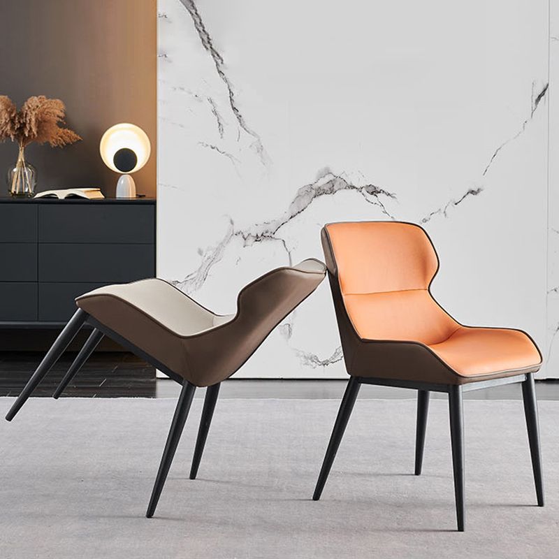 Arm Wingback Side Chair Industrial Style Faux Leather Dining Chairs