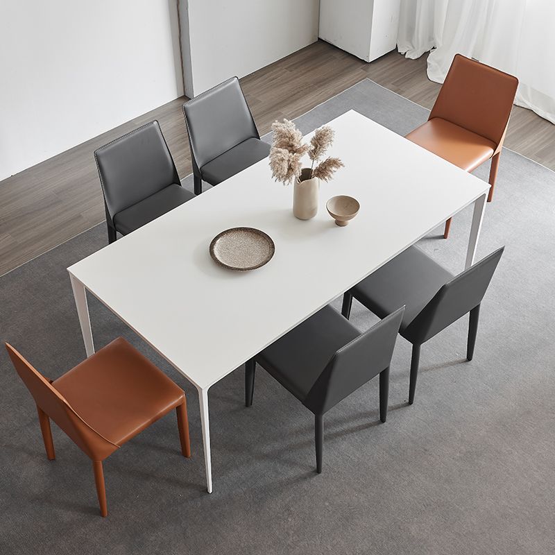 Industrial Rectangle White Dining Table Sintered Stone Standard Dining Table for Kitchen Clearhalo ' dining_table' 'Dining Tables & Seating' 'Dining Tables' 'Furniture' 'furniture_dining_table' 'Kitchen & Dining Furniture' 'kitchen&dining_furn' 'kitchen' 'kitchen_dining_table' 1200x1200_214755c4-9ea8-4176-88b5-9c7793eaa43c