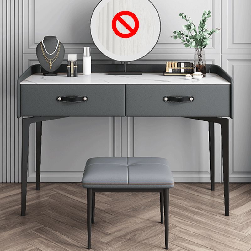 Faux Leder Waschtisch und Hocker in Orange/Grau -Schminktisch