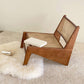 Mid-century Modern Style Wood Armless Woven Back Lounge Accent Chair
