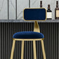 Tabouret de comptoir à dos de dos glamour tabouret de bar en fer avec coussin en velours et pédale pour la cuisine