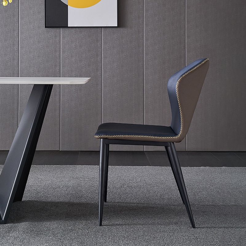 Industrial Design Wingback Armless Dining Chair Faux Leather Dining Chairs Clearhalo ' kitchen&dining_furn' 'Dining Chairs' 'Dining Tables & Seating' 'dining_chair' 'furn' 'furn_dining_chair' 'Furniture' 'furniture_dining_chair' 'Kitchen & Dining Furniture' 'kitchen' 1200x1200_214f06cc-1777-4270-acd3-fe76d0b0c300