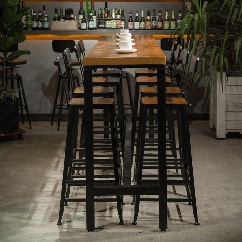 Rectangular Bar Height Table Black Legs and Metal Base Bar Table Clearhalo 'Bar Furniture' 'Bar Tables' 'bar_tables' 'furn' 'furn_bar_tables' 'Furniture' 'Kitchen & Dining Furniture' 1200x1200_214f554c-ede0-4ba0-a1e1-36b65ac4221e