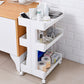 Plastic Geometric Bookcase Contemporary Style Open Back Shelf with Wheels