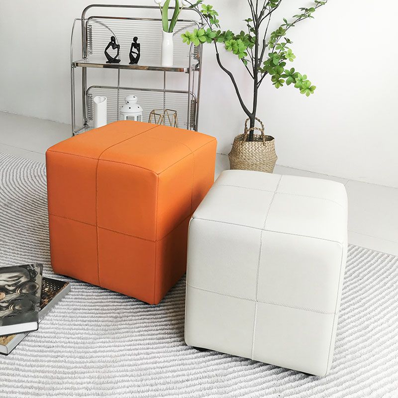 Luxury Pouf Ottoman Genuine Leather Upholstered Solid Color Square Ottoman Clearhalo 'furn' 'furn_ottomans_poufs' 'Furniture' 'Living Room Furniture' 'Ottomans & Poufs' 'ottomans_poufs' 1200x1200_21504c70-8c76-4dfd-ad9e-dd06c56d55b3