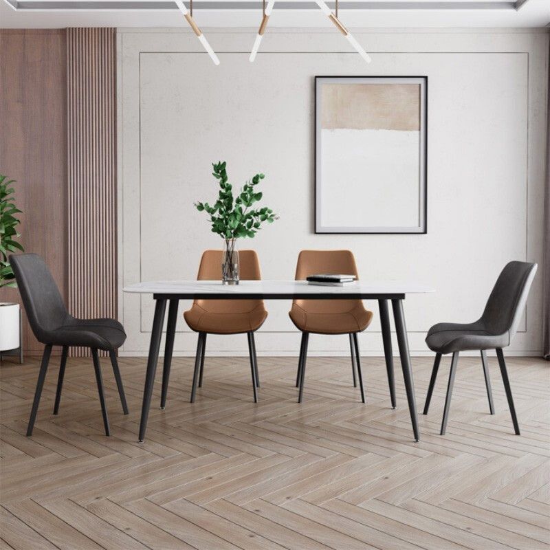 Modern Style Dining Table Rectangle Sintered Stone 4 Legs Table with Black Frame Clearhalo ' dining_table' 'Dining Tables & Seating' 'Dining Tables' 'furn' 'furn_dining_table' 'Furniture' 'furniture_dining_table' 'Kitchen & Dining Furniture' 'kitchen&dining_furn' 'kitchen' 'kitchen_dining_table' 1200x1200_21505a7a-345d-44f9-aae3-198c3edb605f