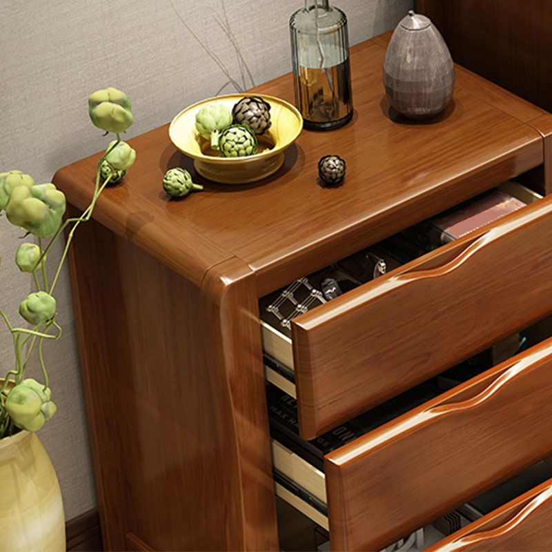 Chéchante de linge de bois vertical en bois de caoutchouc coffre de rangement de style traditionnel avec tiroirs 3/4/5