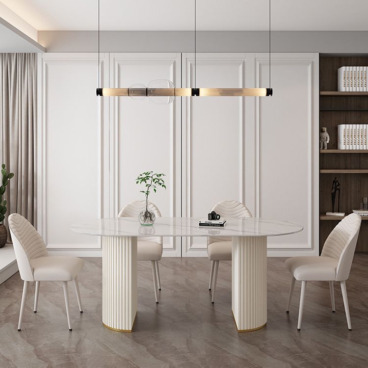 Sintered Stone Table for Restaurant Modern White Table with Double Pedestal Base Clearhalo ' dining_table' 'Dining Tables & Seating' 'Dining Tables' 'furn' 'furn_dining_table' 'Furniture' 'furniture_dining_table' 'Kitchen & Dining Furniture' 'kitchen&dining_furn' 'kitchen' 'kitchen_dining_table' 1200x1200_21551d51-3428-418c-971f-383eb1365d08