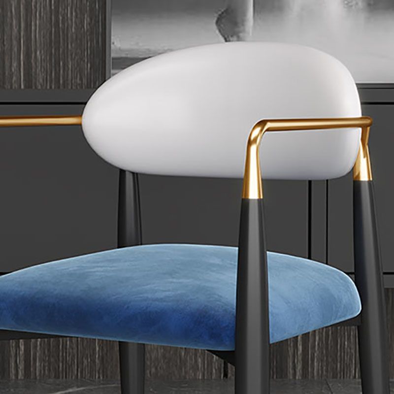 Contemporary Style Kitchen Metal Dining Chairs Open Back Dining Arm Side Chair