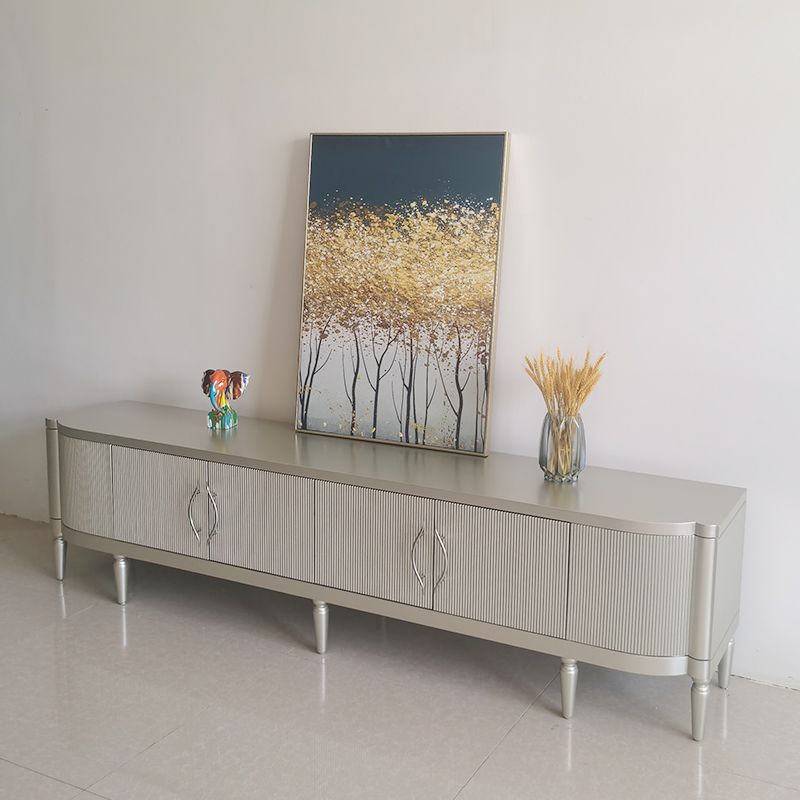 Glam Wood TV Media Stand con puertas, consola de soporte de televisión de almacenamiento cerrado