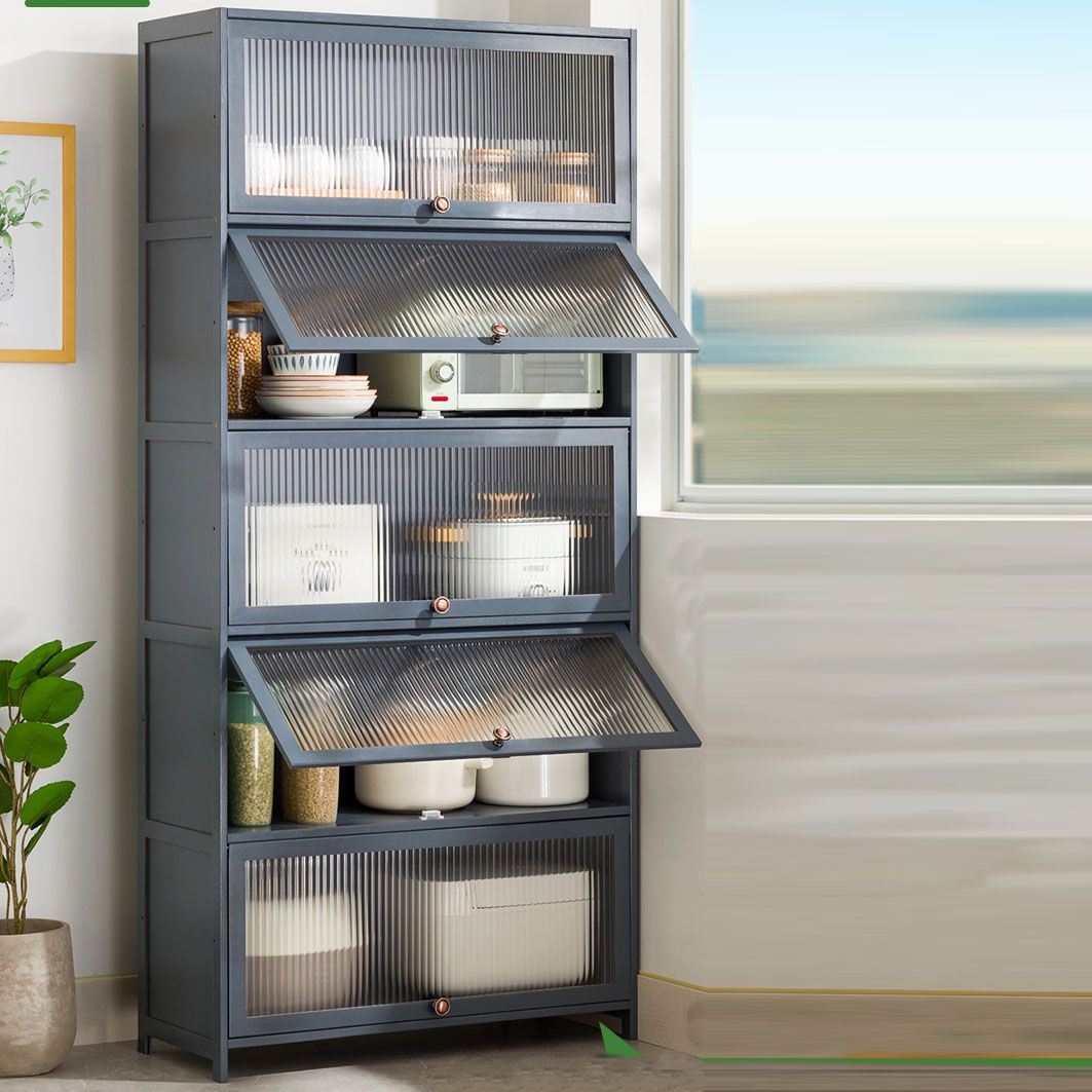 Puertas de vidrio gris Servidor de comedor Servidor de bambú contemporáneo para cocina