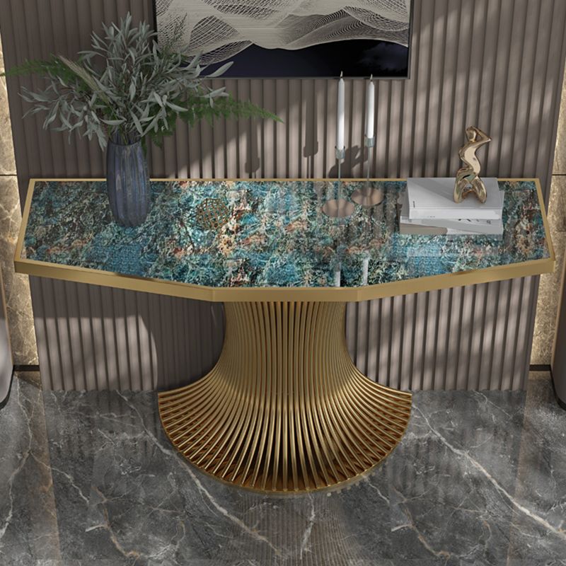 Glam Free Form Console Sofa Table with Stainless Steel Bracket for Hall