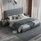 Lit en panneau moderne en mousse gris lit standard avec tête de lit rembourrée