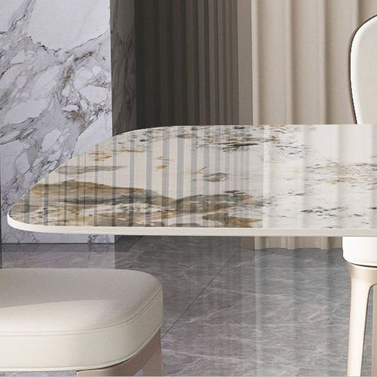 焼結された石のダイニングテーブル伝統的な豪華な長方形のテーブルと台座ベース