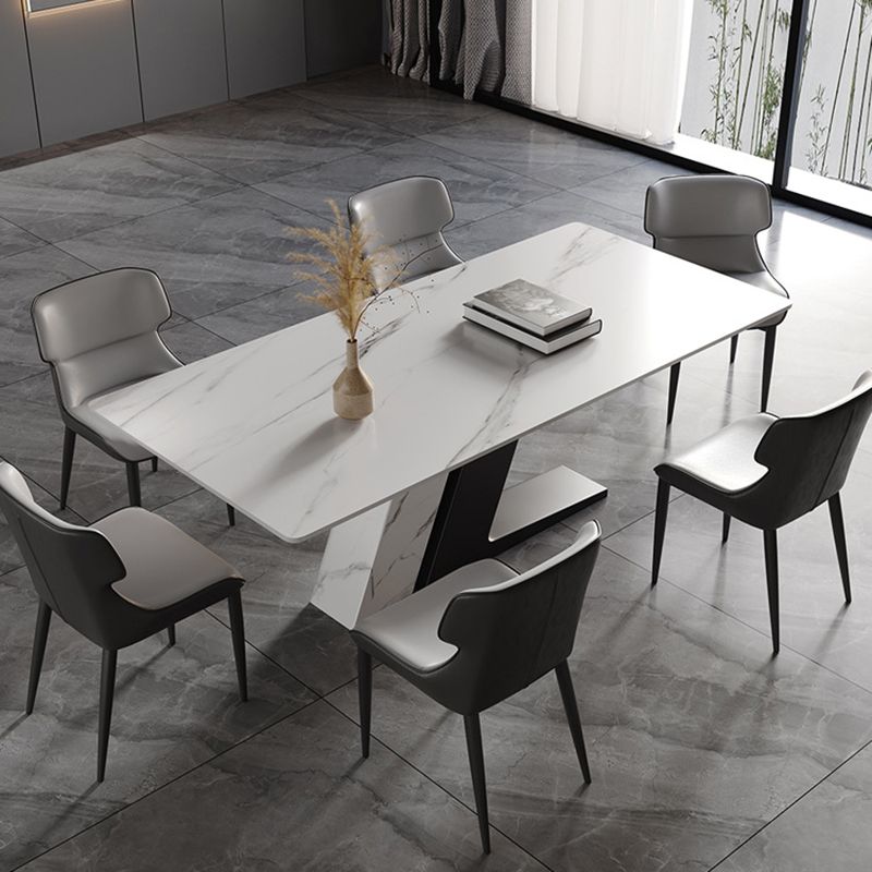 Set da pranzo in pietra sinterizzata in stile moderno Set da pranzo rettangolare 1/2/5/7 pezzi