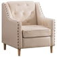 Arm Chair 27.55" L x 27.55" W x 33.46" H Sloped Arms Accent Armchair with Nailhead Trim Clearhalo 'Accent Chairs' 'accent_chairs' 'Chairs & Seating' 'furn' 'furn_accent_chairs' 'Furniture' 'Living Room Furniture' 1200x1200_2160bec5-2faf-4ae7-baa0-458bc5c429af