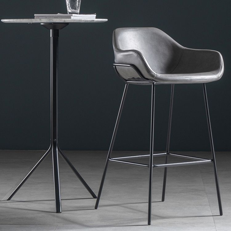 Industrial Iron Low Back Barstool Simple Indoor Tall Stool with Leather Seat Clearhalo 'Bar Furniture' 'Bar Stools' 'bar_stools' 'furn' 'furn_bar_stools' 'furniture_bar_stools' 'Kitchen & Dining Furniture' 'kitchen&dining_furn' 'kitchen' 'kitchen_furn' Furniture' 1200x1200_216100a9-e835-4a2c-a34b-6e77bde006cc
