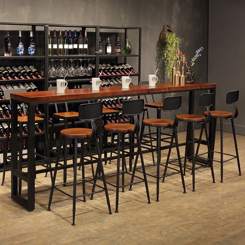 Rectangle Wood Bar Dining Table Modern Bar Table with Trestle Base Clearhalo 'Bar Furniture' 'Bar Tables' 'bar_tables' 'furn' 'furn_bar_tables' 'Furniture' 'Kitchen & Dining Furniture' 1200x1200_216352e4-1253-41b0-aa74-22fe69282fd0