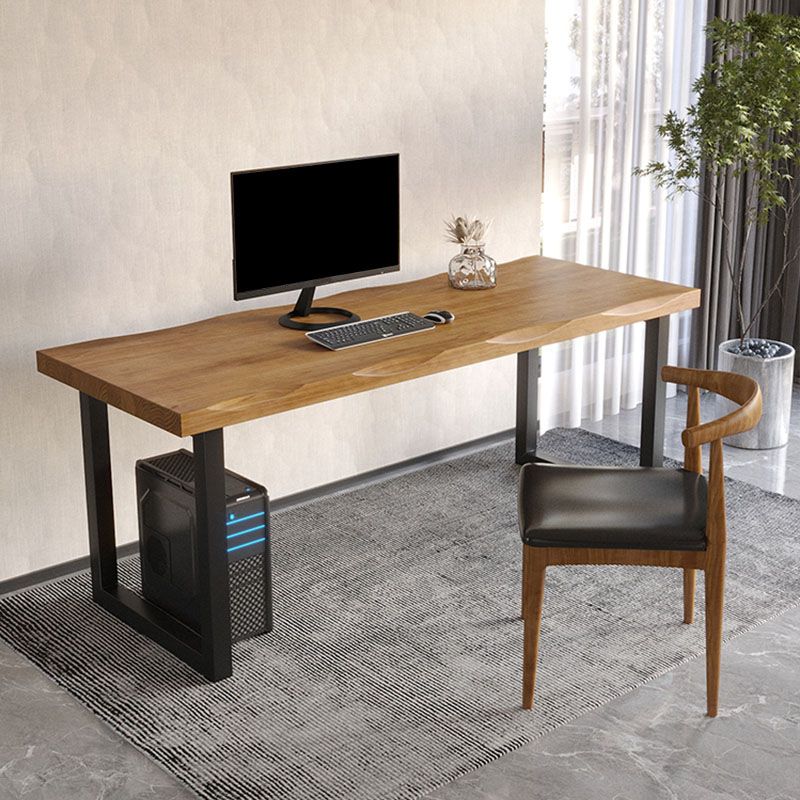 Rectangular Shaped Office Writing Desk Pine with 2 Legs in Brown Clearhalo 'furn' 'furn_office_desk' 'Furniture' 'Office Desks' 'Office Furniture' 'office_desk' 1200x1200_2163c397-01d7-410f-ba32-c407c008d9c6