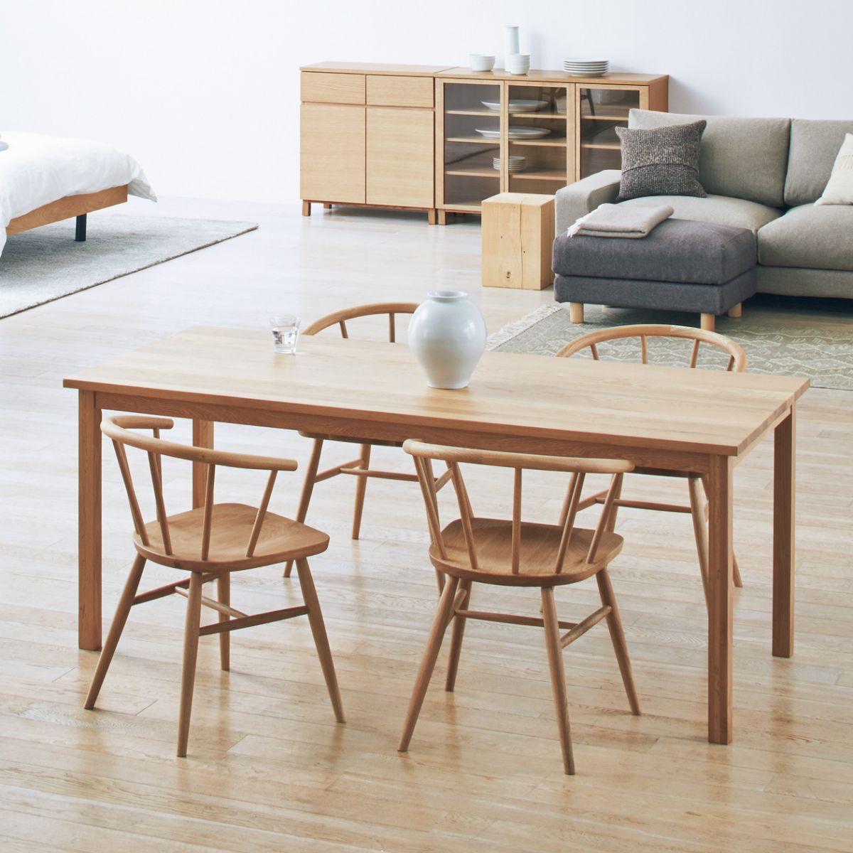 Simplicity Home Solid Wood Dining Table Rectangular Table with Ash Wood 4 Legs Base Clearhalo ' dining_table' 'Dining Tables & Seating' 'Dining Tables' 'furn' 'furn_dining_table' 'Furniture' 'furniture_dining_table' 'Kitchen & Dining Furniture' 'kitchen&dining_furn' 'kitchen' 'kitchen_dining_table' 1200x1200_216416b3-c336-44de-93e7-1c22948f745a