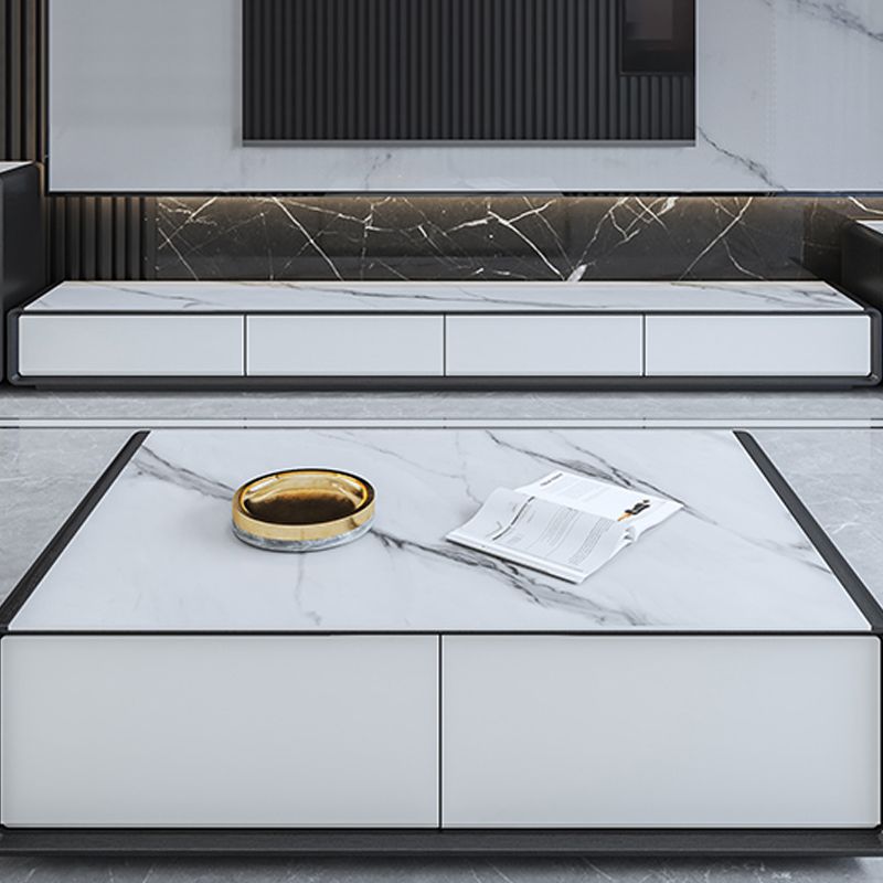 Slate and Wood Stand Console Contemporary Style Home Closed TV Cabinet