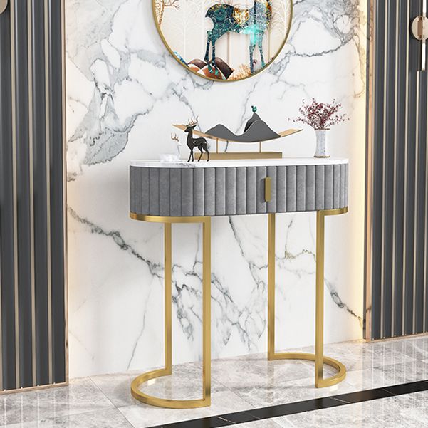 Glam Oval Console Akzenttisch Antikes Finish -Sofa -Konsolentisch in Marmor