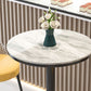 Juego de mesa de bar redonda moderna, mesa de bar con tapa de piedra de 1/3 piezas y taburetes de cuero