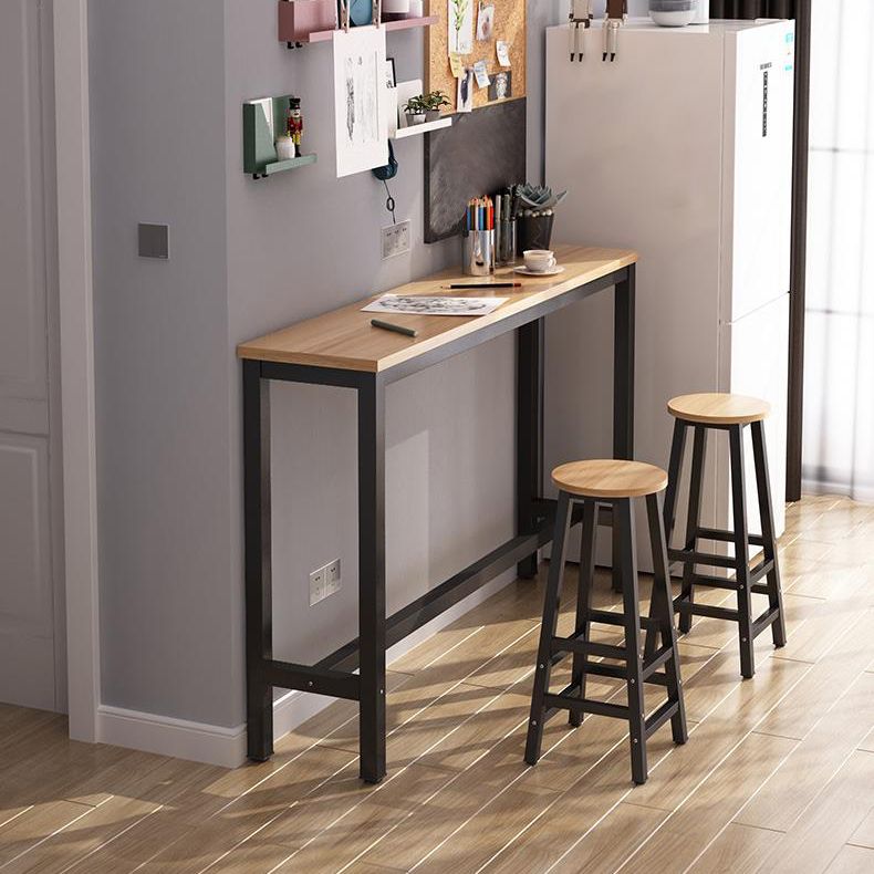 Contemporary Manufactured Wood Bar Table with Metal Base for Home Clearhalo 'Bar Furniture' 'Bar Tables' 'bar_tables' 'furn' 'furn_bar_tables' 'Furniture' 'Kitchen & Dining Furniture' 1200x1200_2168f818-7bf4-419c-8aa6-e2eb8e6f3a70