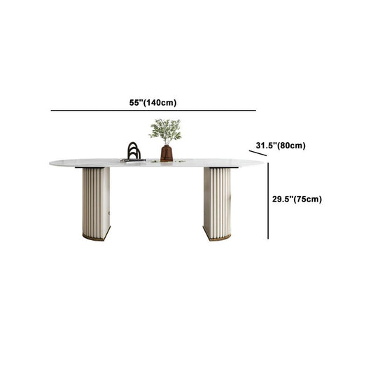 ノルディックグラムスタイルの焼結石の楕円形のテーブルセット1/4/5/7ピースダイニングセット