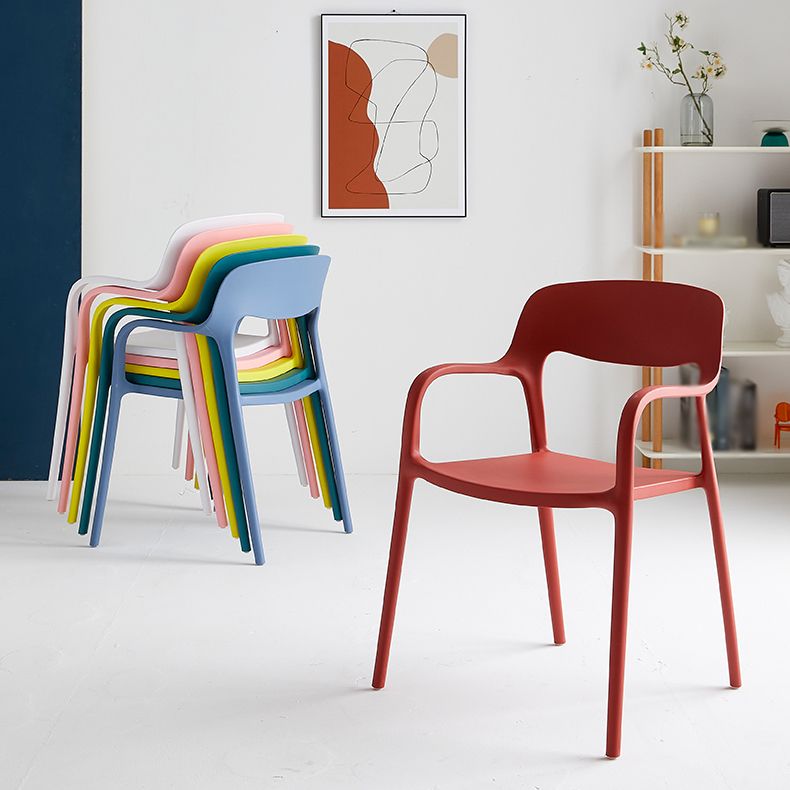 Plastic Stackable Dining Chair Contemporary Design Multicolor Arm Chair Clearhalo ' kitchen&dining_furn' 'Dining Chairs' 'Dining Tables & Seating' 'dining_chair' 'furn' 'furn_dining_chair' 'Furniture' 'furniture_dining_chair' 'Kitchen & Dining Furniture' 'kitchen' 1200x1200_2169dd5a-1e07-4bc4-ae57-de2dff5c684b